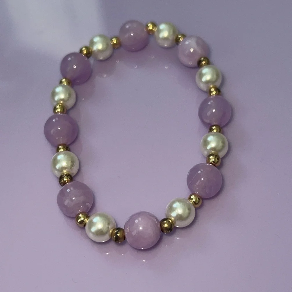 Elegant Purple and Gold Beaded Bracelet